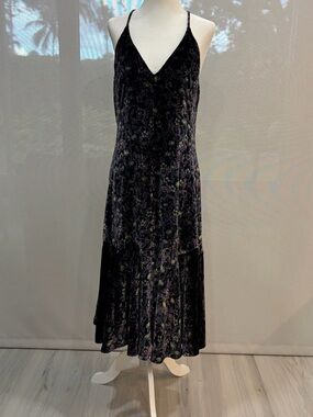 Rebecca Taylor Floral Velvet Dress in Black and Purple